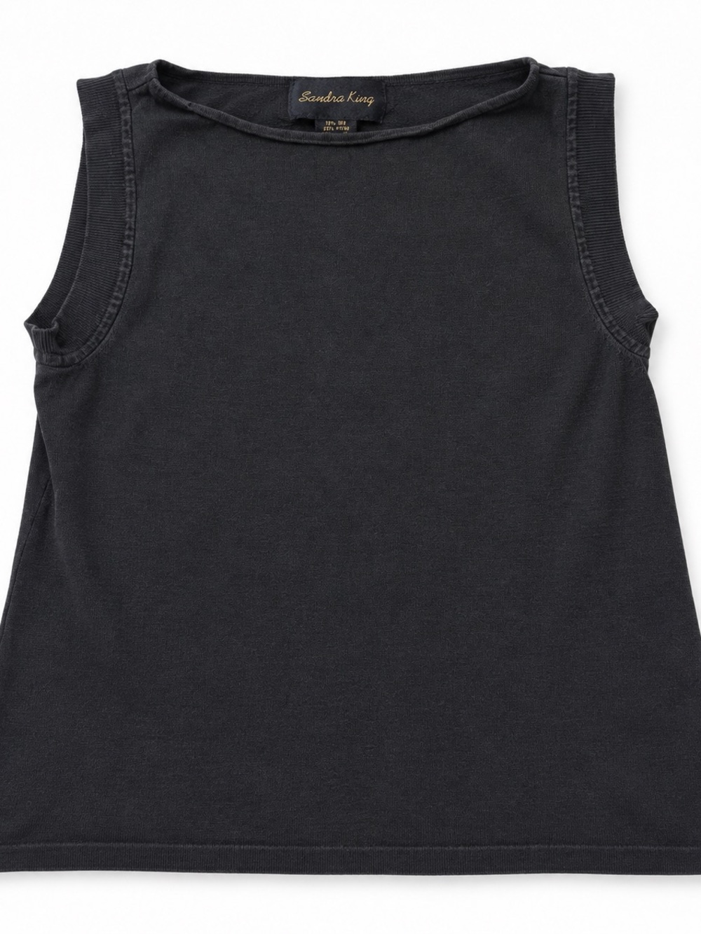 Sandra King Black Silk Blend Sleeveless Tank Top Size S